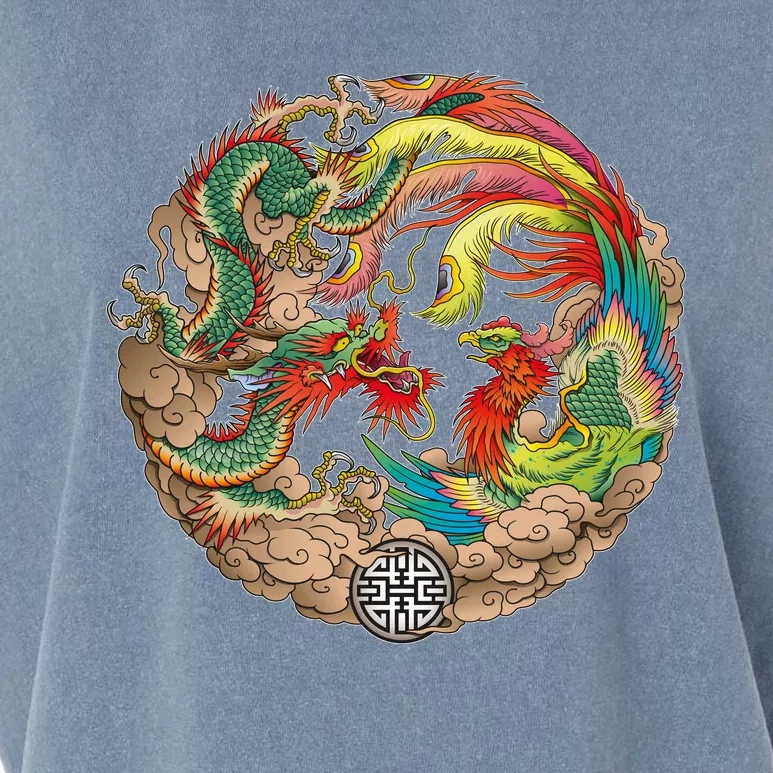 Chinese Dragon and Phoenix Yin Yang Garment-Dyed Women's Muscle Tee