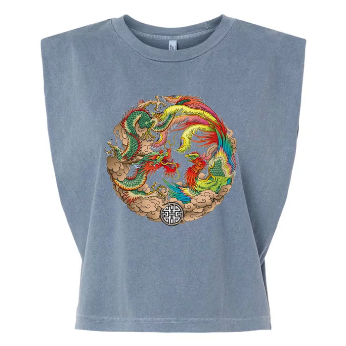 Chinese Dragon and Phoenix Yin Yang Garment-Dyed Women's Muscle Tee