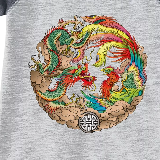 Chinese Dragon and Phoenix Yin Yang Infant Baby Jersey Bodysuit