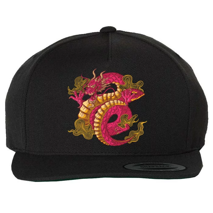 Chinese Dragon Creature Wool Snapback Cap