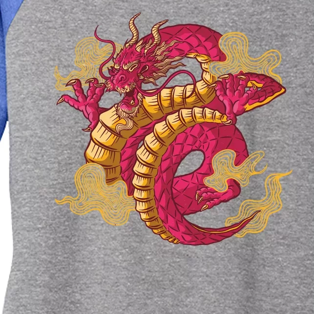 Chinese Dragon Creature Women's Tri-Blend 3/4-Sleeve Raglan Shirt