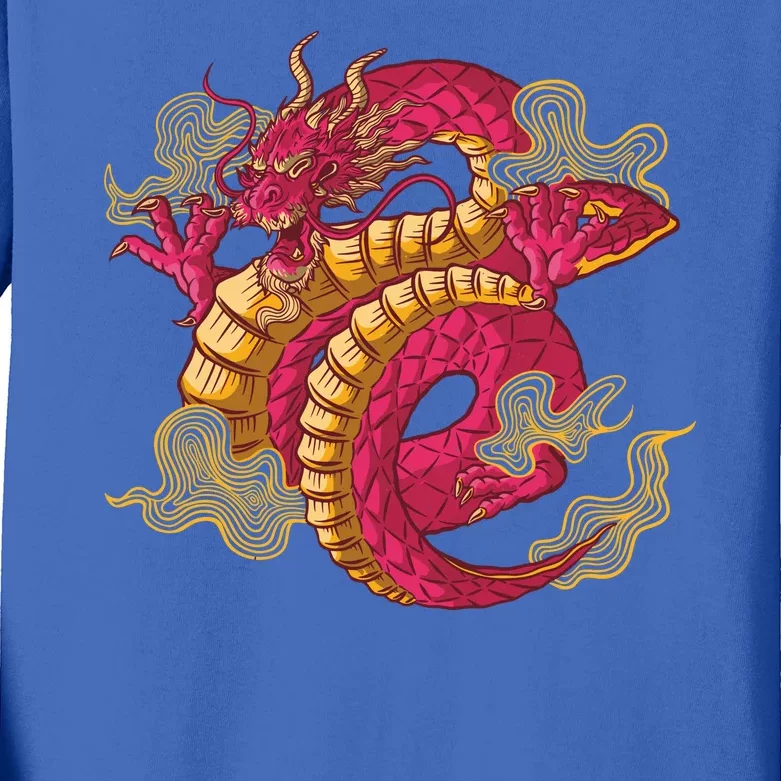 Chinese Dragon Creature Kids Long Sleeve Shirt