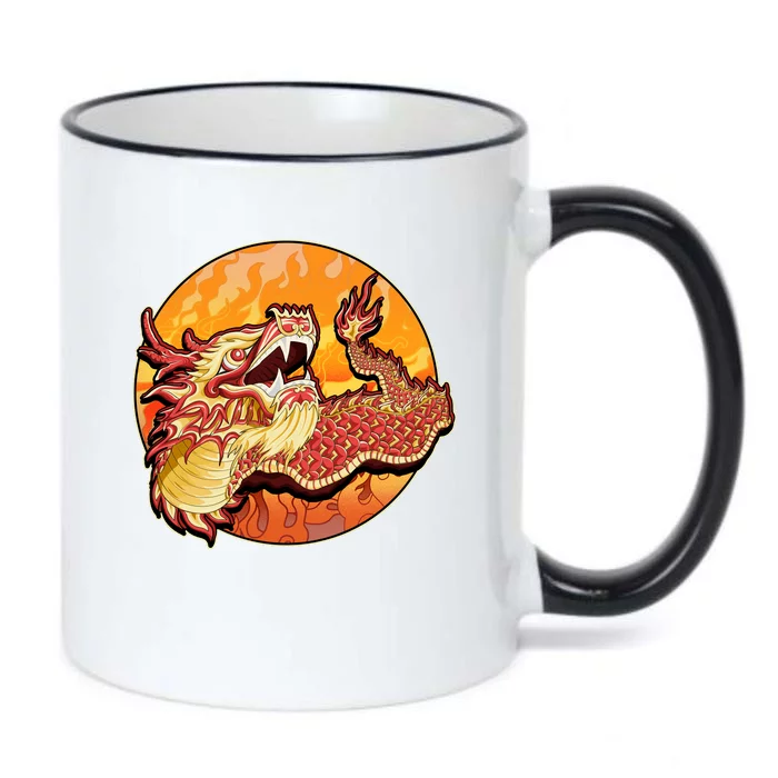 Chinese Dragon Fire Dance Black Color Changing Mug