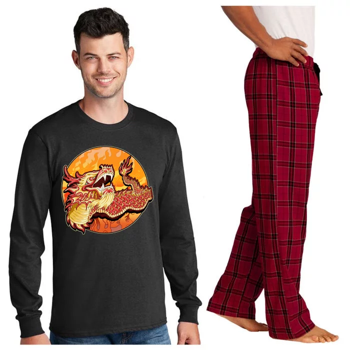 Chinese Dragon Fire Dance Long Sleeve Pajama Set