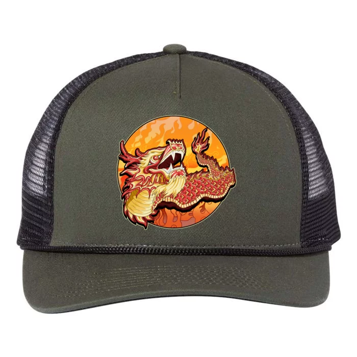 Chinese Dragon Fire Dance Retro Rope Trucker Hat Cap