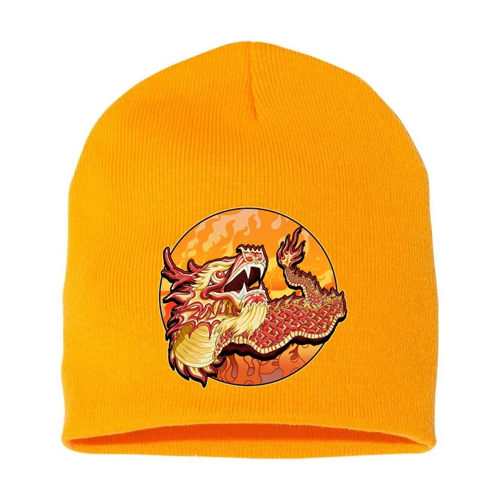 Chinese Dragon Fire Dance Short Acrylic Beanie