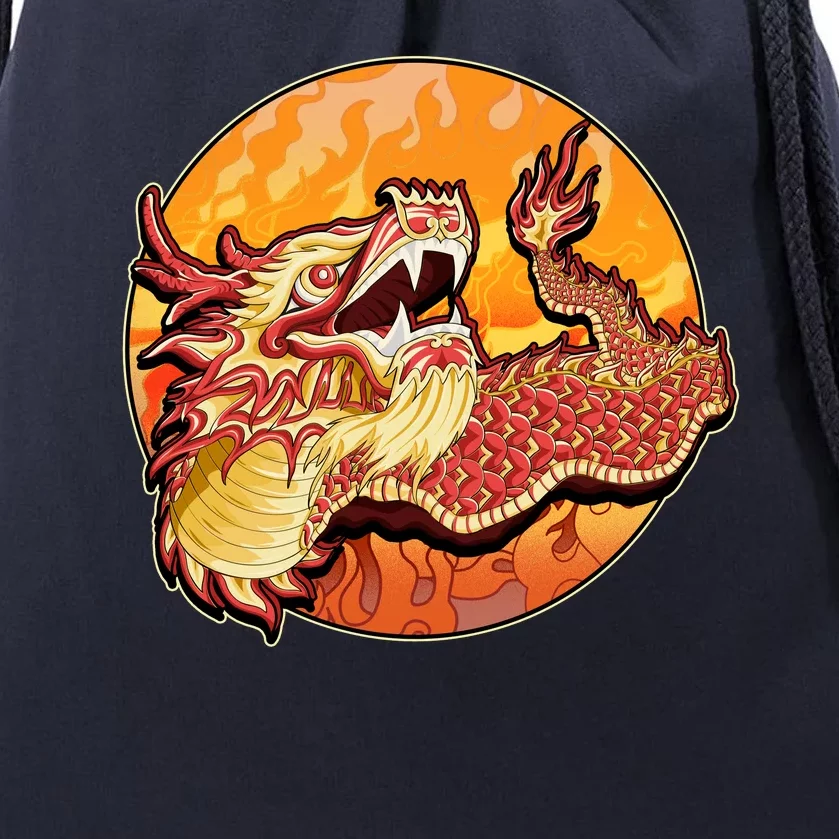 Chinese Dragon Fire Dance Drawstring Bag