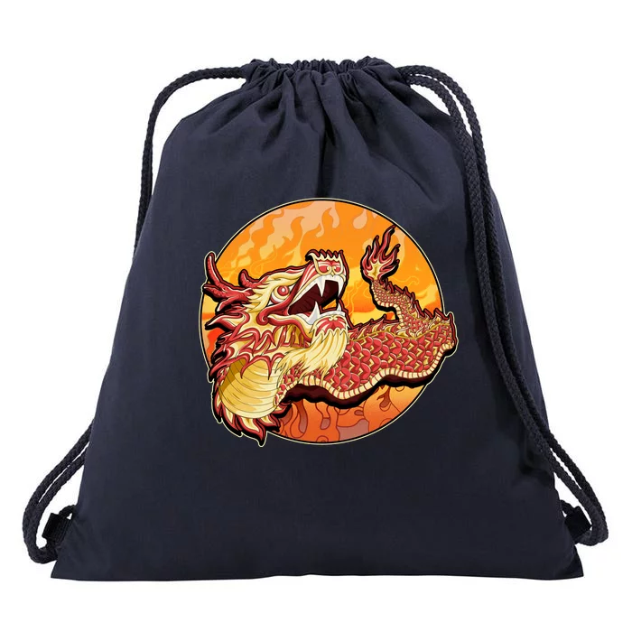 Chinese Dragon Fire Dance Drawstring Bag