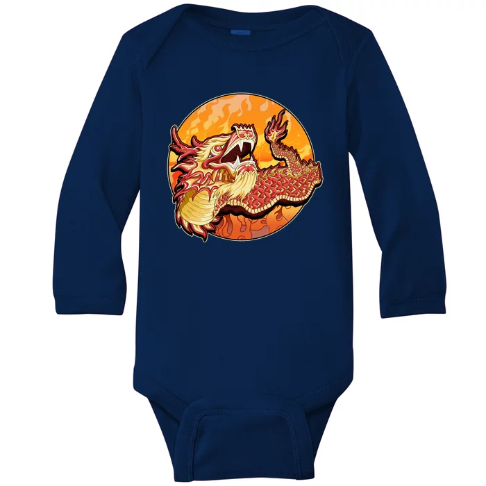 Chinese Dragon Fire Dance Baby Long Sleeve Bodysuit