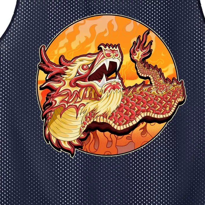 Chinese Dragon Fire Dance Mesh Reversible Basketball Jersey Tank