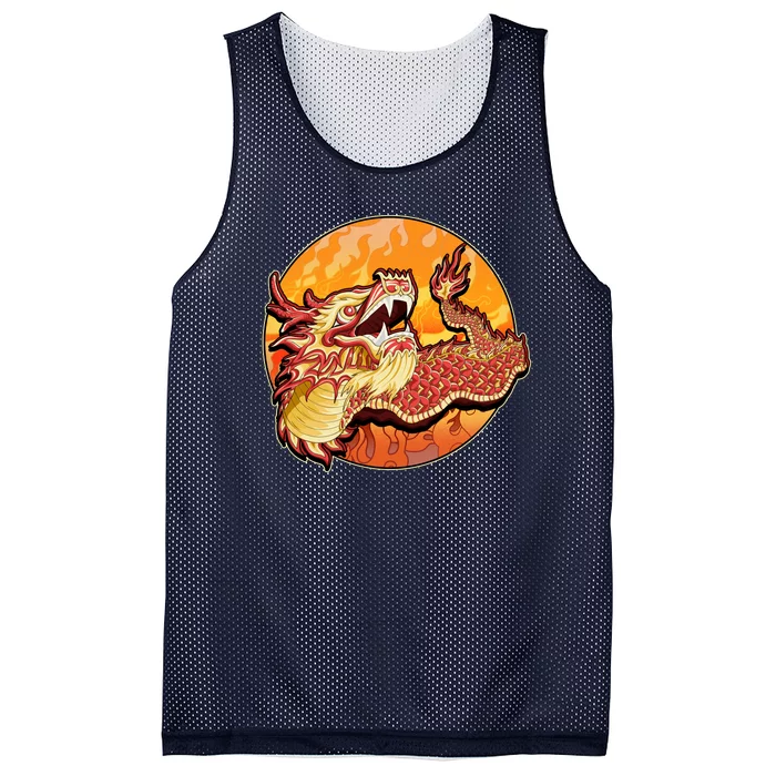 Chinese Dragon Fire Dance Mesh Reversible Basketball Jersey Tank