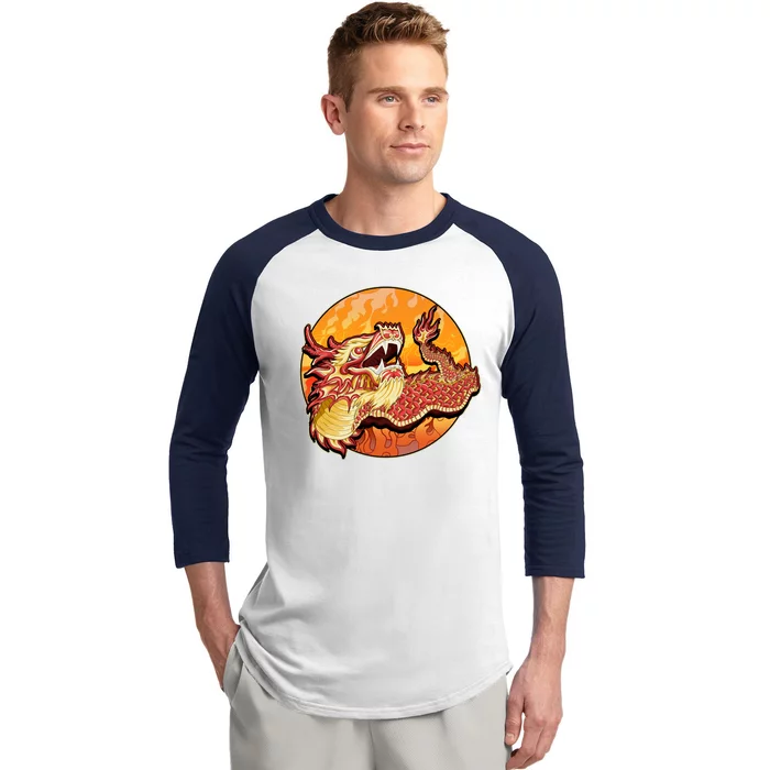 Chinese Dragon Fire Dance Baseball Sleeve Shirt