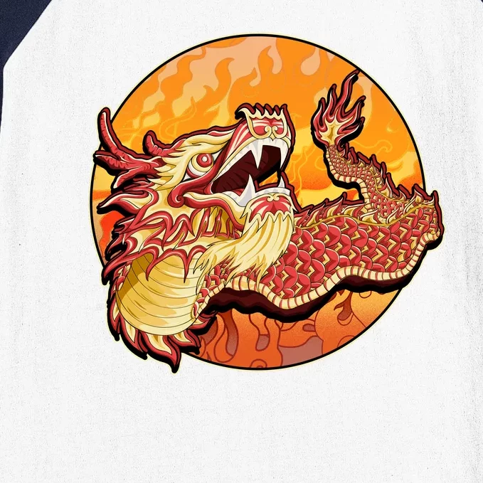 Chinese Dragon Fire Dance Baseball Sleeve Shirt