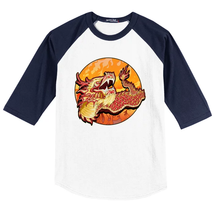 Chinese Dragon Fire Dance Baseball Sleeve Shirt