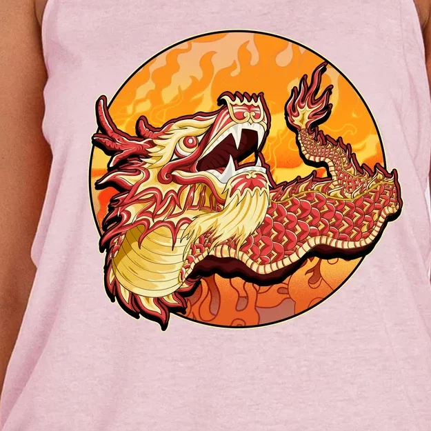 Chinese Dragon Fire Dance Women's Knotted Racerback Tank