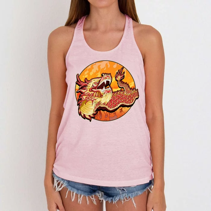 Chinese Dragon Fire Dance Women's Knotted Racerback Tank