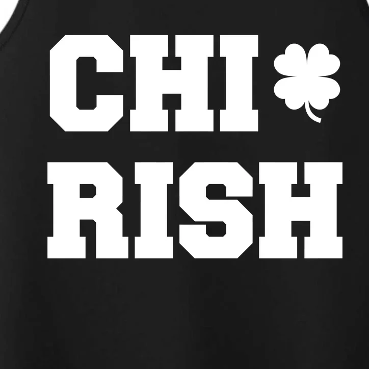 Chirish St Patrick's Day CHI-Irish Chicago Funny Clover Performance Tank