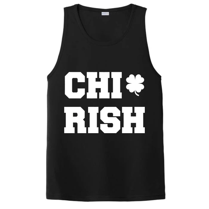 Chirish St Patrick's Day CHI-Irish Chicago Funny Clover Performance Tank