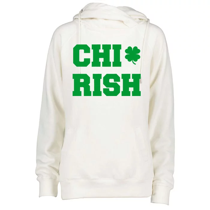 Chirish St Patrick's Day CHI-Irish Chicago Funny Clover Womens Funnel Neck Pullover Hood