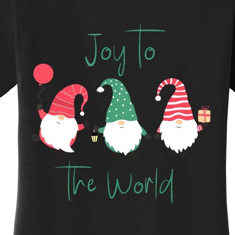 Christmas Holiday Joyful Gnomes Design Joy To The World Girls Gift Women's T-Shirt