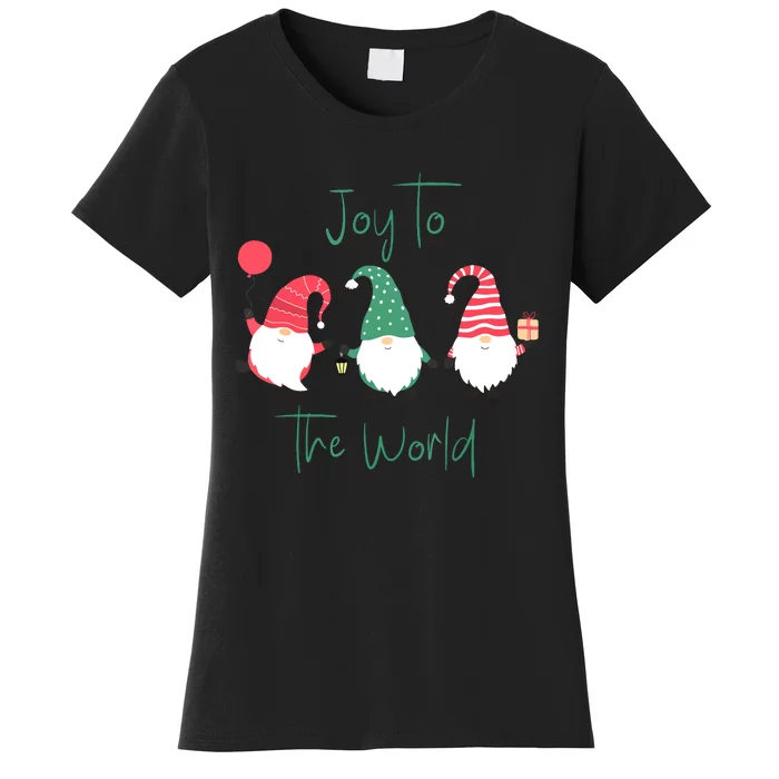 Christmas Holiday Joyful Gnomes Design Joy To The World Girls Gift Women's T-Shirt