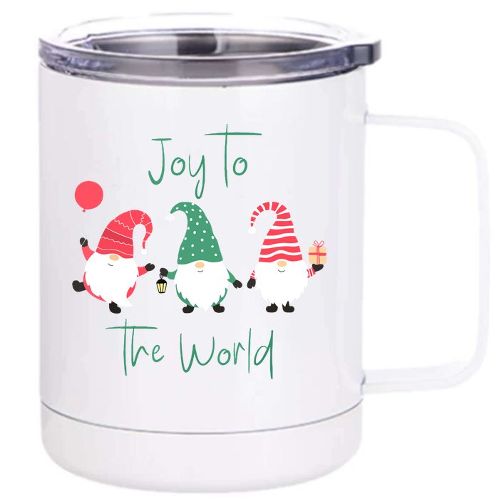 Christmas Holiday Joyful Gnomes Design Joy To The World Girls Gift Front & Back 12oz Stainless Steel Tumbler Cup