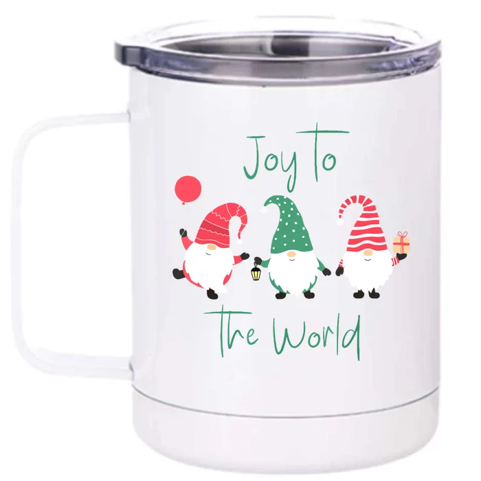 Christmas Holiday Joyful Gnomes Design Joy To The World Girls Gift Front & Back 12oz Stainless Steel Tumbler Cup