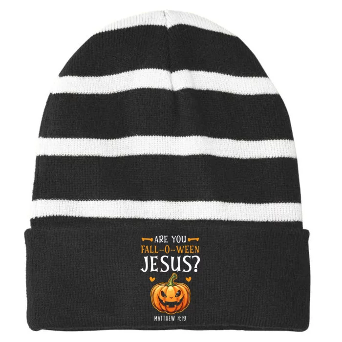 Christian Halloween Jesus Christ Trick Or Treat Christianity Striped Beanie with Solid Band