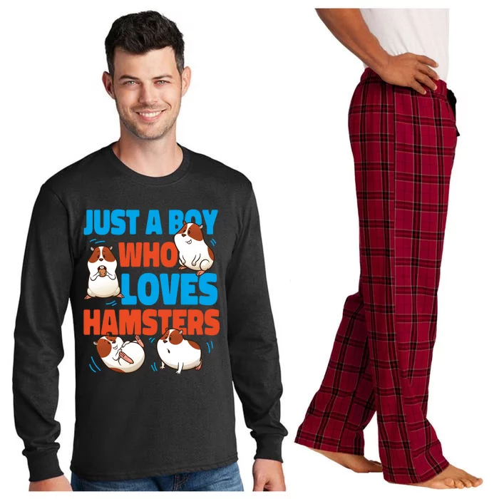 Cute Hamster Just A Boy Who Loves Hamsters Gift Long Sleeve Pajama Set