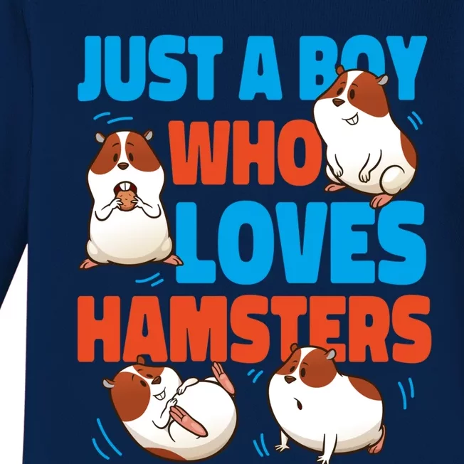 Cute Hamster Just A Boy Who Loves Hamsters Gift Baby Long Sleeve Bodysuit