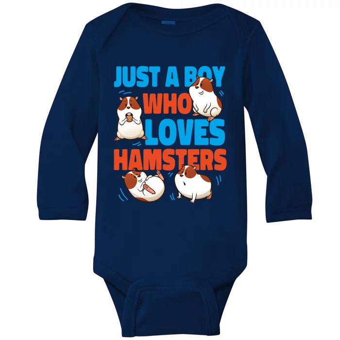 Cute Hamster Just A Boy Who Loves Hamsters Gift Baby Long Sleeve Bodysuit