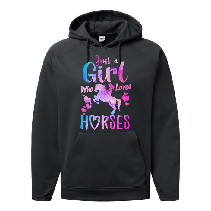 Cute Horse Just A Who Loves Horses Riding Performance Fleece Hoodie