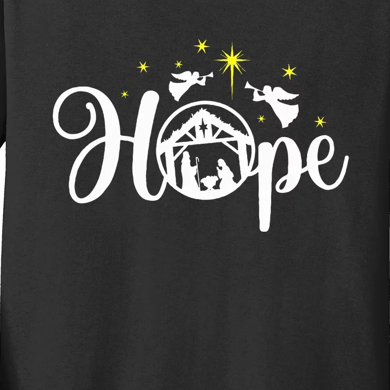 Christmas Hope Jesus Nativity Scene Faith Kids Long Sleeve Shirt