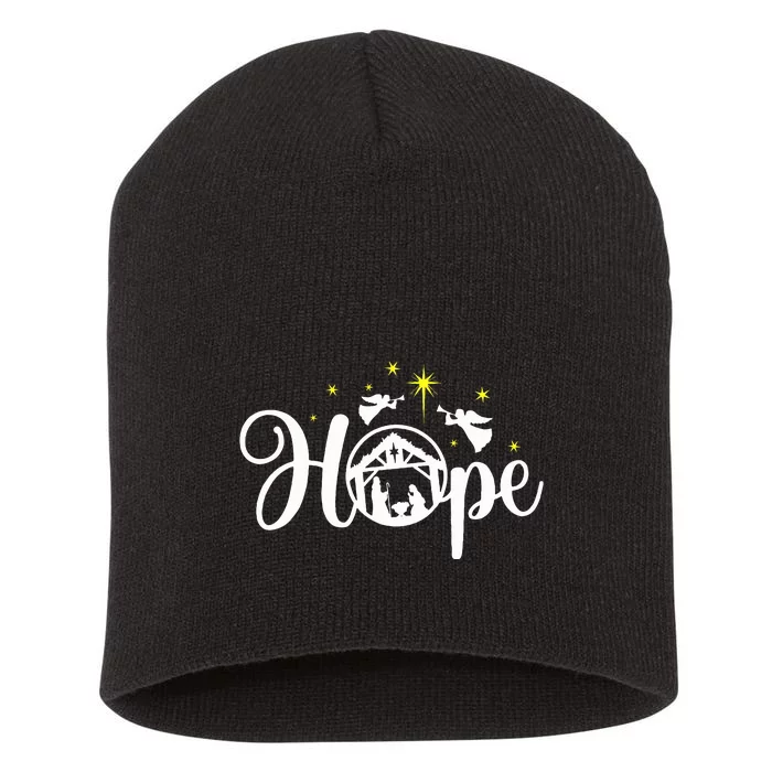 Christmas Hope Jesus Nativity Scene Faith Short Acrylic Beanie