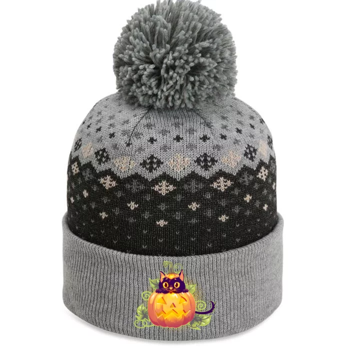 Cute Halloween Jackolantern PumpkinBlack Cat The Baniff Cuffed Pom Beanie