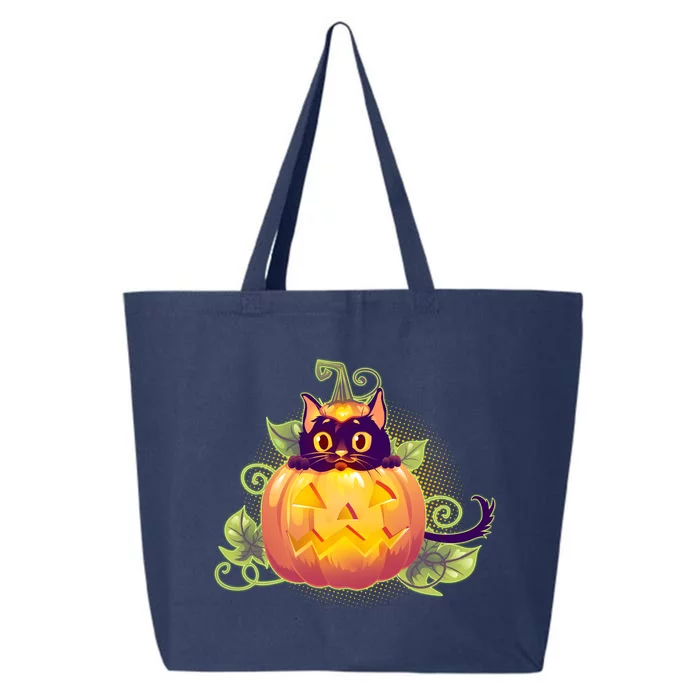 Cute Halloween Jackolantern PumpkinBlack Cat 25L Jumbo Tote