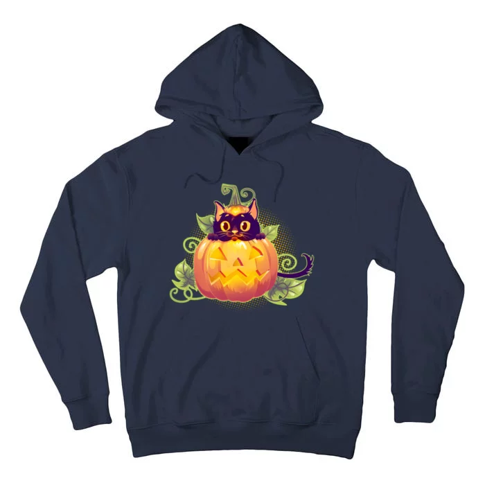 Cute Halloween Jackolantern PumpkinBlack Cat Tall Hoodie