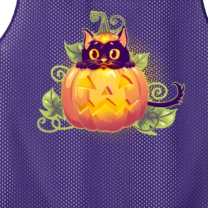 Cute Halloween Jackolantern PumpkinBlack Cat Mesh Reversible Basketball Jersey Tank