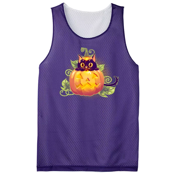 Cute Halloween Jackolantern PumpkinBlack Cat Mesh Reversible Basketball Jersey Tank