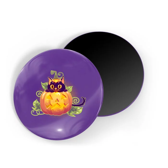 Cute Halloween Jackolantern PumpkinBlack Cat Magnet