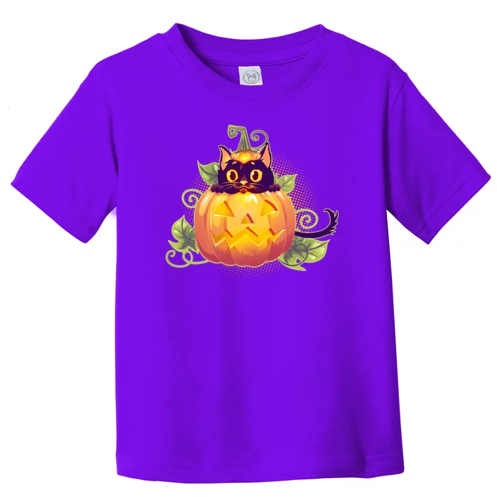 Cute Halloween Jackolantern PumpkinBlack Cat Toddler T-Shirt