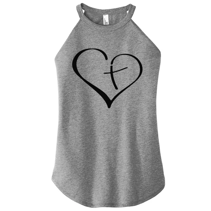 Christian Heart Jesus Cross Religious Gifts Christian Women’s Perfect Tri Rocker Tank