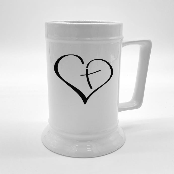 Christian Heart Jesus Cross Religious Gifts Christian Front & Back Beer Stein