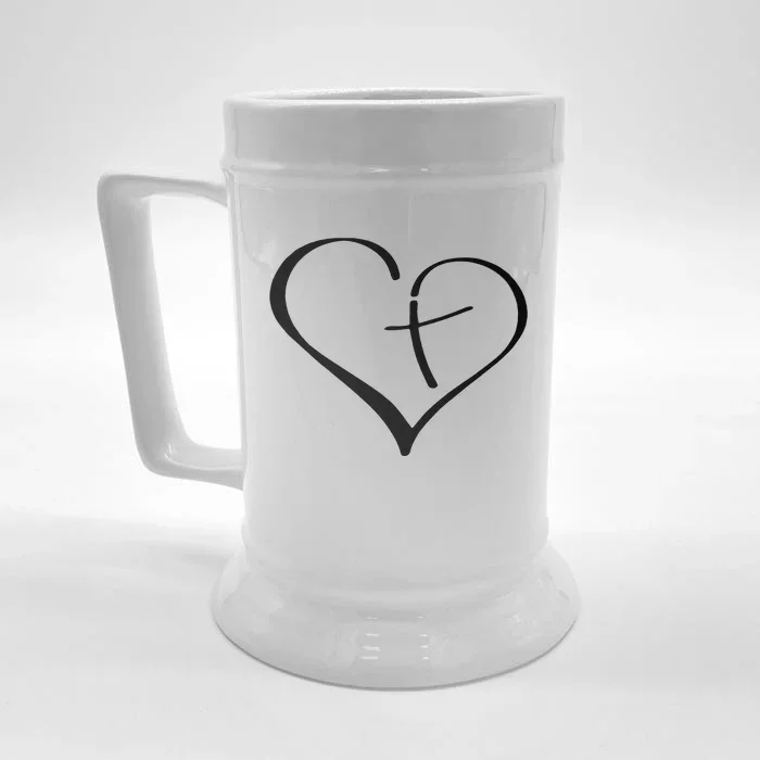 Christian Heart Jesus Cross Religious Gifts Christian Front & Back Beer Stein