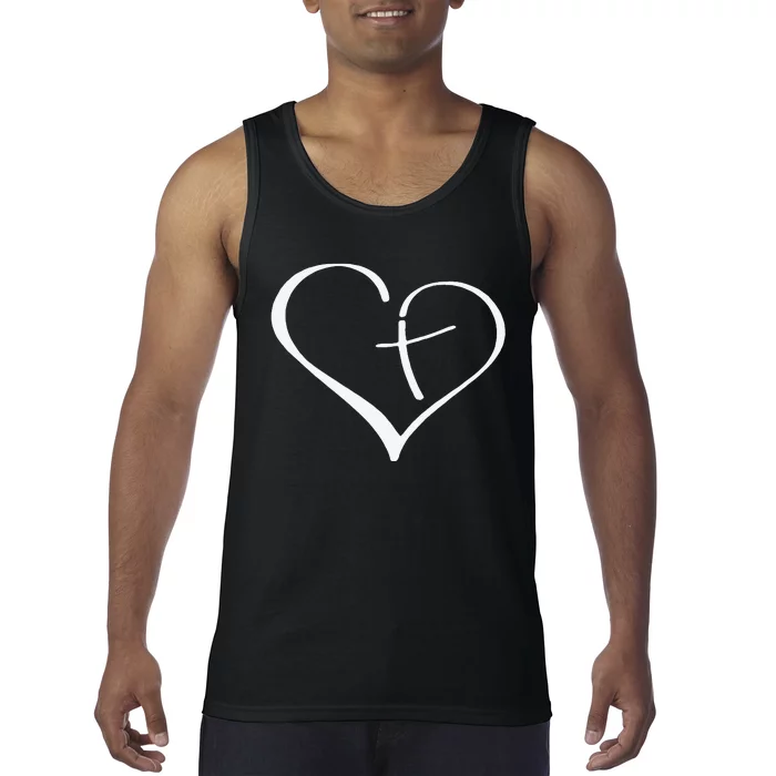 Christian Heart Jesus Cross Religious Gifts Christian Tank Top