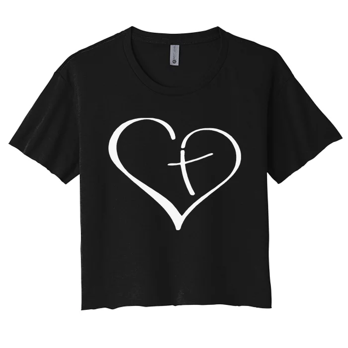 Christian Heart Jesus Cross Religious Gifts Christian Women's Crop Top Tee