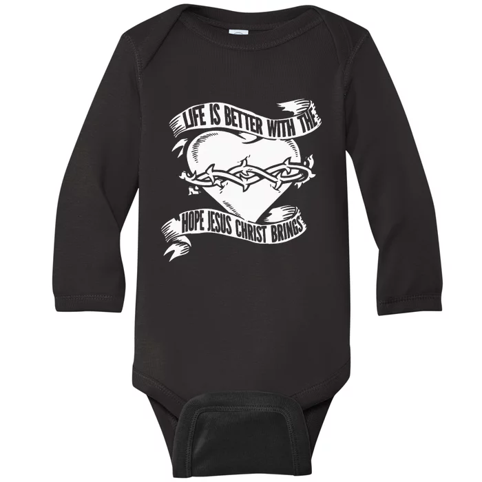 Christian Heart Jesus Catholic Religion - Bible Christianity Baby Long Sleeve Bodysuit