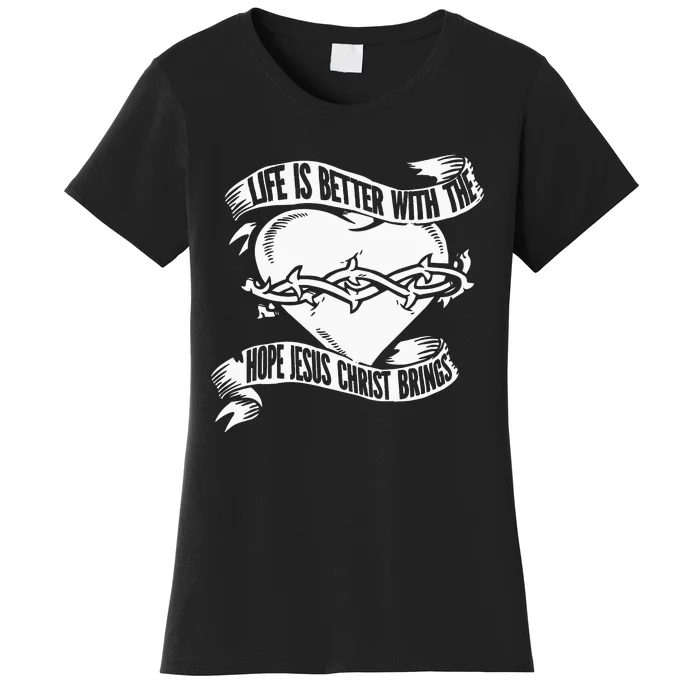 Christian Heart Jesus Catholic Religion - Bible Christianity Women's T-Shirt