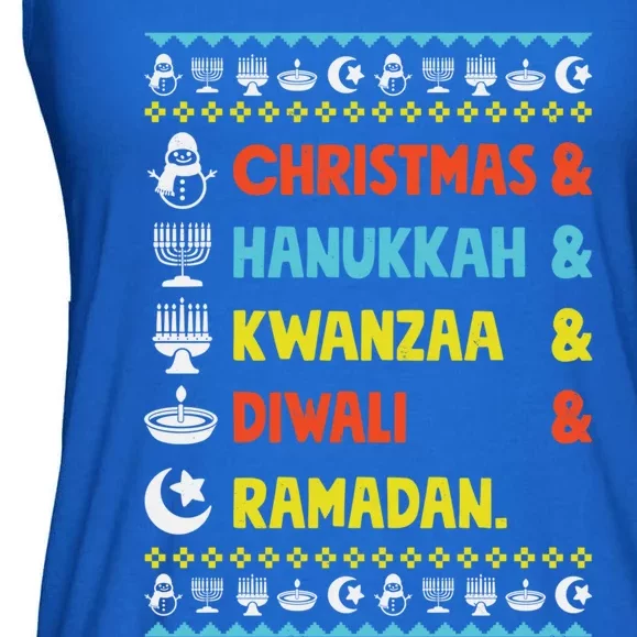 Christmas Hanukkah Kwanzaa Diwali Ramadan Funny Ugly Xmas Meaningful Gift Ladies Essential Flowy Tank