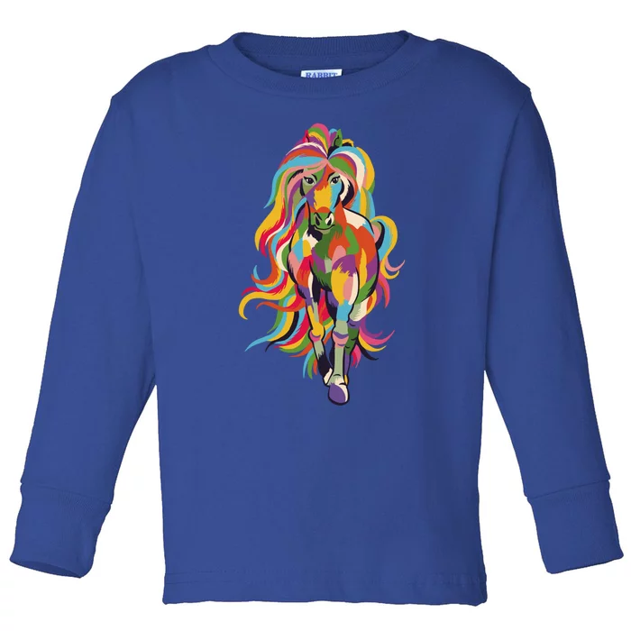 Colorful Horse Kentucky Horse Racing Derby Party Gift Toddler Long Sleeve Shirt